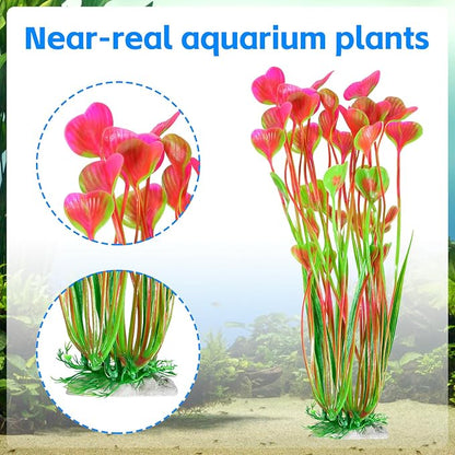 AQUANEAT Artificial Fish Tank Plants, Plastic Aquarium Accessories Large - Image 2