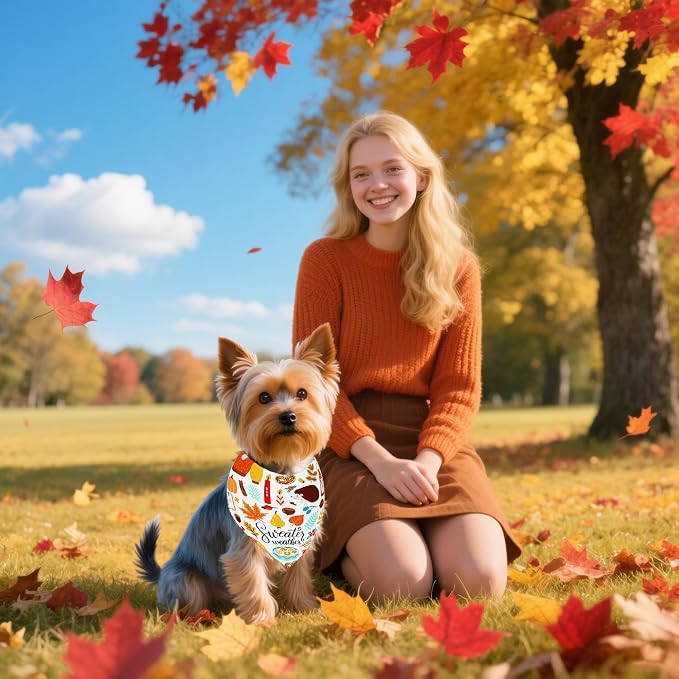 30 Pcs Fall Dog Bandanas Bulk for Small Dogs 18 Inch Stitch Edge Dog Bandanas - Image 5
