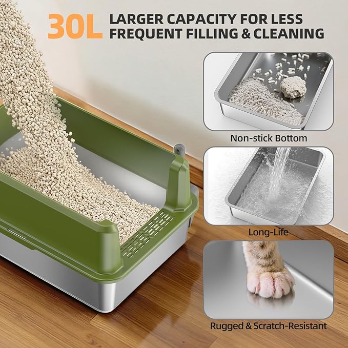 Enclosed Stainless Steel Cat Litter Box - Image 5