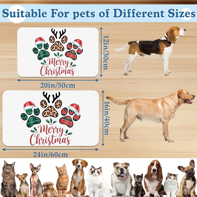 Dog Christmas Dog Food Mat–Christmas Stocking Absorbent Quick Dry Feeding - Image 2