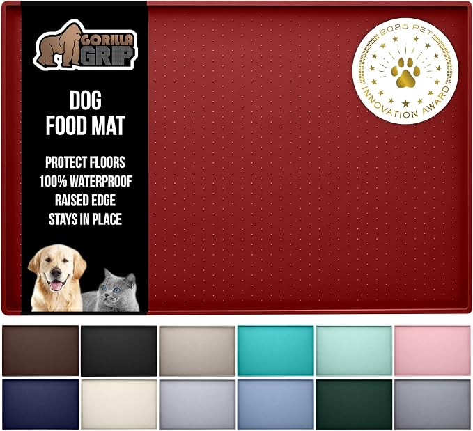 GORILLA GRIP 100% Waterproof Raised Edge BPA Free Silicone Pet Feeding Mat by GorillaGrip