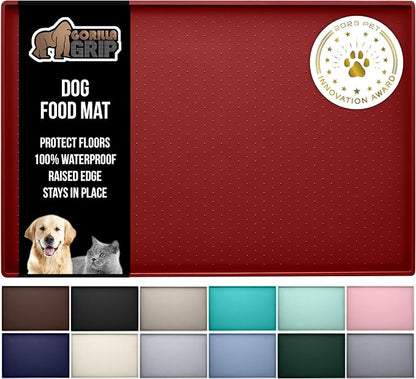GORILLA GRIP 100% Waterproof Raised Edge BPA Free Silicone Pet Feeding Mat by GorillaGrip