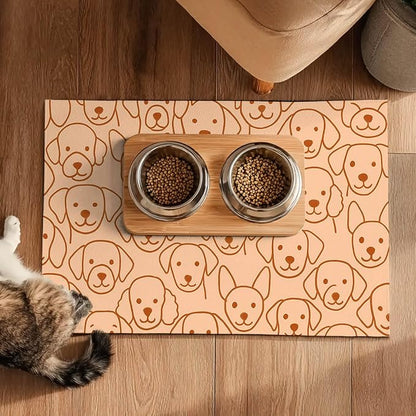 Adorable Cute Dog Faces Pattern Pets Food Mat Spill-Proof Pets Feeding Mats - Image 5