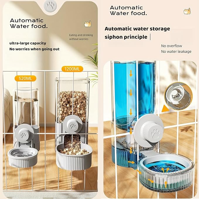 GPY Automatic Hanging Gravity Pet Feeder and Water Dispenser Set ，Automatic - Image 3