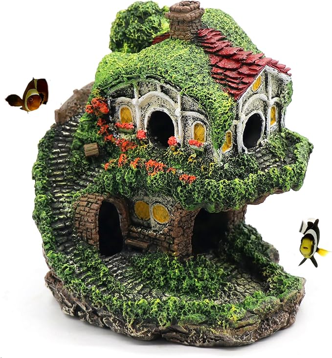 Aquarium Decor Hideaway Cave, Betta Fish Tank House Accessories by relaqcc