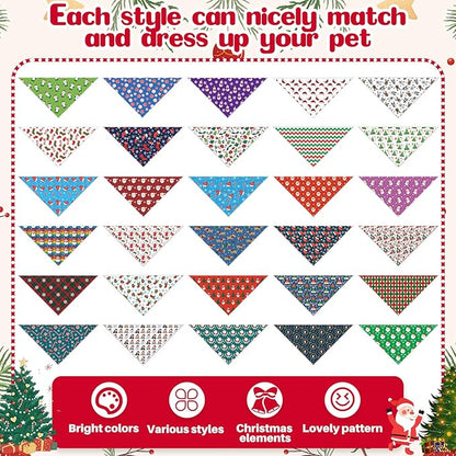 Aliceset 180 Pcs Christmas Dog Bandanas Bulk Christmas Bandanas - Image 3