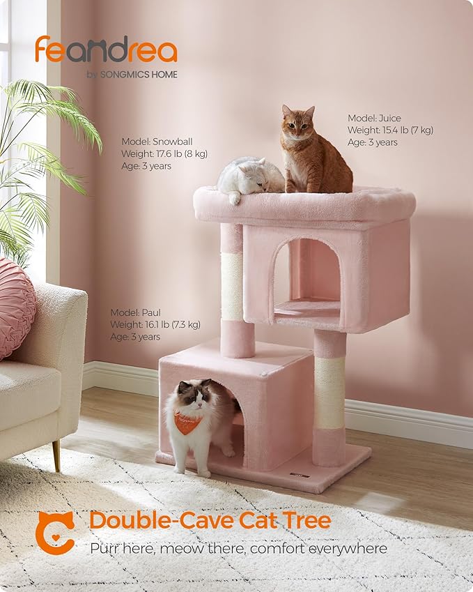 Feandrea Cat Tree, 40.6-Inch Cat Tower, Plush Condo - Image 2