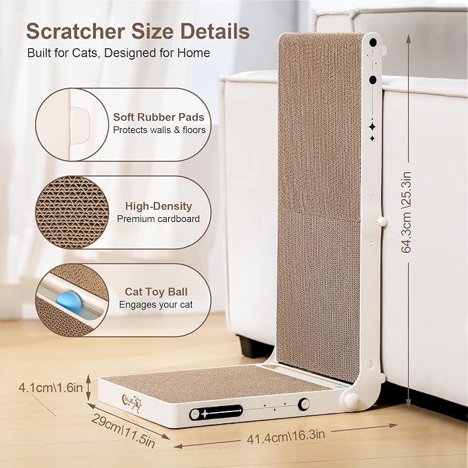 Cat Scratcher, 25.3 Inch Double Sided L Shape Cat Scratching Board, No Assembly - Image 3