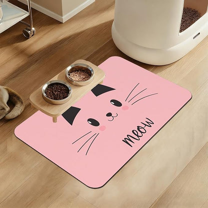 Pink Cat Dog Food Mat–Christmas Stocking Absorbent Quick Dry Feeding Placemat by LUTASER