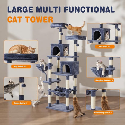 DUMOS Tall 71 inch Cat Tree Tower, Large Multi Level Cat Climbing Tower - Image 4