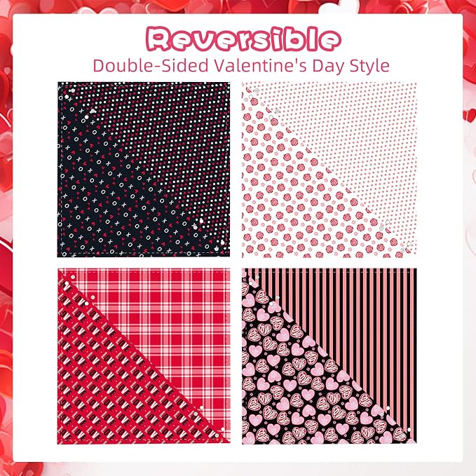 PAWCHIE Valentine's Day Dog Bandanas 4 Pack, Reversible Dog Party Triangle - Image 4