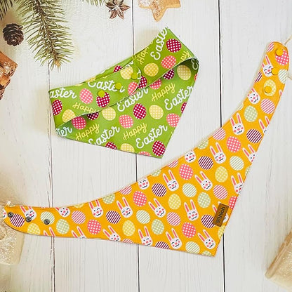 Easter Dog Bandanas with Snap Button, 2 Pack Reversible Spring Bandana - Image 6