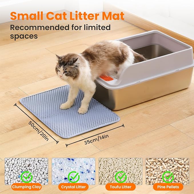 Small Cat Litter Mat, 20x14’’ Double Layer Honeycomb Cat Litter Box Mat - Image 2