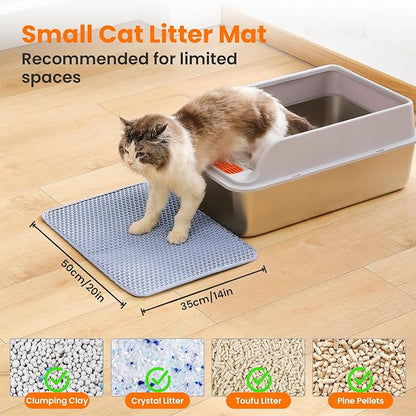 Small Cat Litter Mat, 20x14’’ Double Layer Honeycomb Cat Litter Box Mat - Image 2