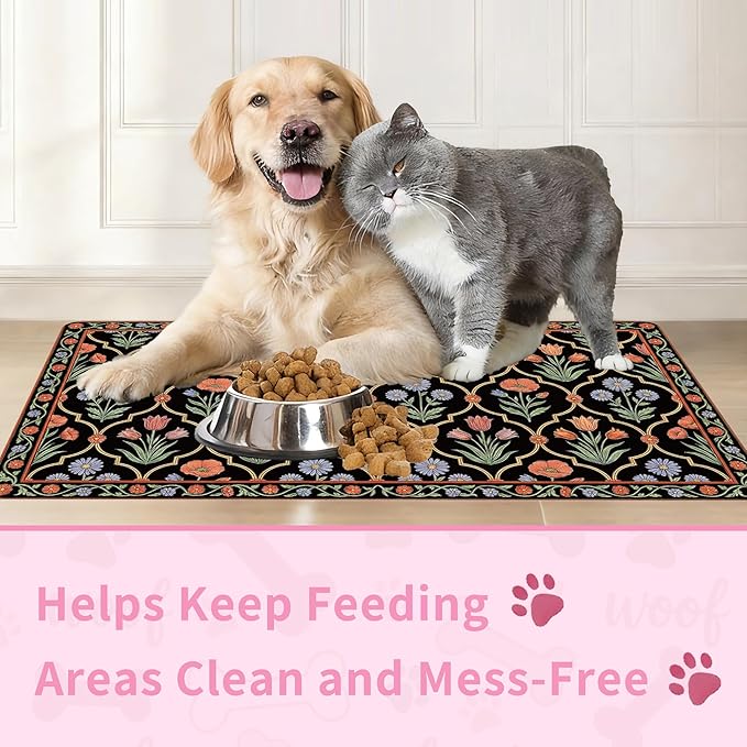 Pet Feeding Mat 24 x 16 Inch, Waterproof Non Slip Rubber Bowl Pad Mat - Image 6
