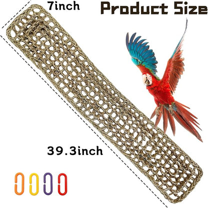 Bird Seagrass Mat 39.4×7" Natural Grass Woven Net Hammock Hanging on Parrot Cage - Image 6