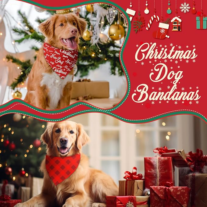 Chunful 100 Pieces Christmas Dog Bandanas Bulk Red and White Xmas Bandanas - Image 4