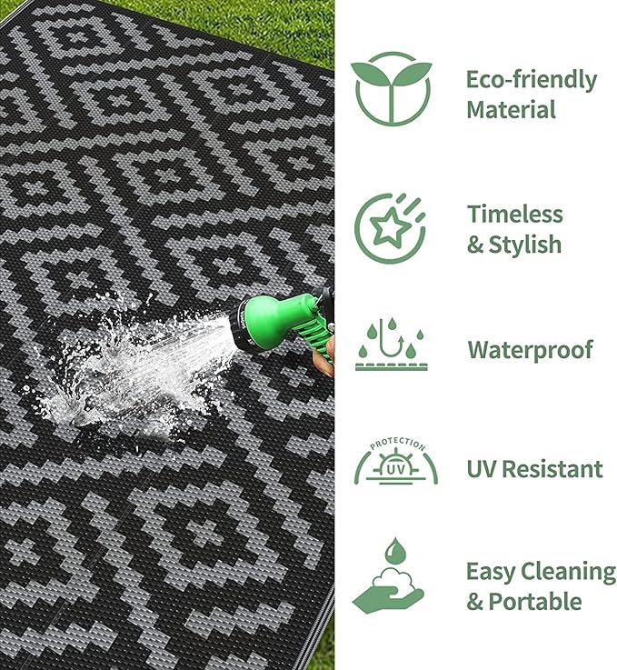 GENIMO Outdoor Rugs 3x5 Waterproof, Reversible Mats, Outdoor Area Rug, Plastic - Image 5