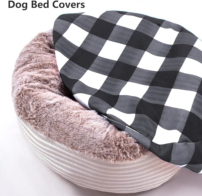 Round Dog Bed Cover Washable Elastic Edged Pet Bed Protector - Image 5
