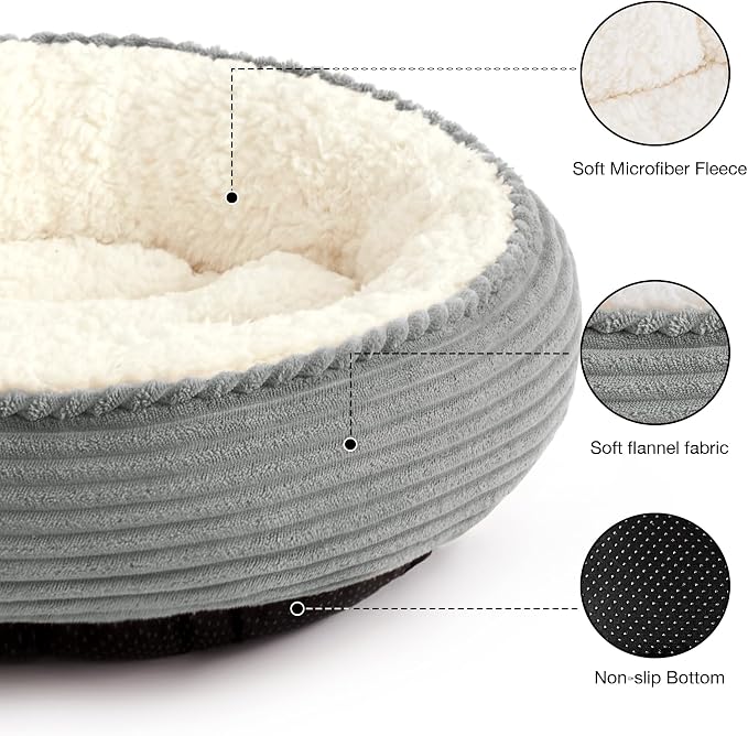Love's cabin Round Donut Cat and Dog Cushion Bed, 25in Pet Bed - Image 2