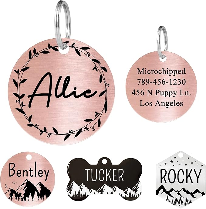 Ultra Joys Stainless Steel Personalized Dog & Cat Tags, Custom Engraving Front by UltraJoys
