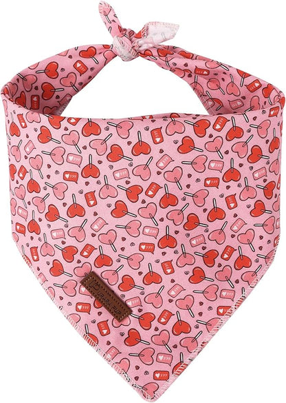Valentine Dog Bandana, Cotton Pet Kerchief by UPURARAPUP