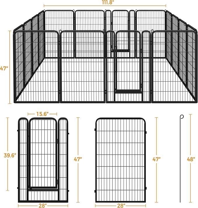 Yaheetech Dog Playpen Outdoor, 47 inch 16 Panels Dog Pen Indoor Heavy Duty - Image 6