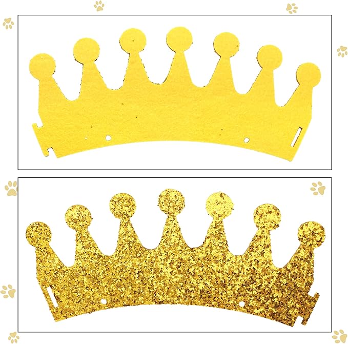 Gold Dog Birthday Crown, 3.54 Inch Height Glitter Pet Crown, Mini Party Hat - Image 3