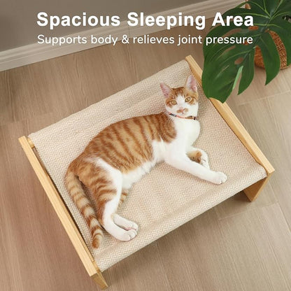 FUKUMARU Dog Bed, Large Breathable Elevated Cat Hammock, Wooden Cat Beds - Image 5