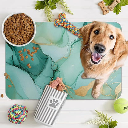 Marble Dog Food Mat for Floors, Cat Dog Bowl Mats for Food and Water, Non-Slip - Image 7