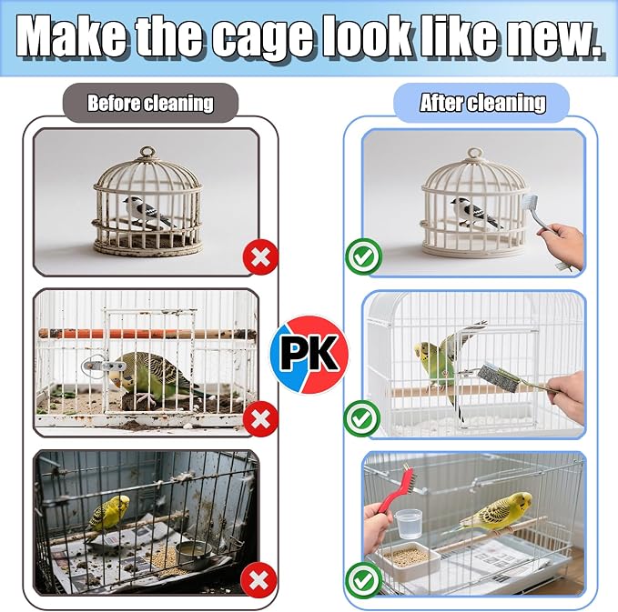 Bird Cage Cleaning Brush Tool Set, Bird Cage Cleaner, Suitable - Image 3