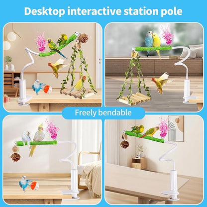 Bird Perch Stand with Swing, Desktop Bird Toy & Stand - Image 4