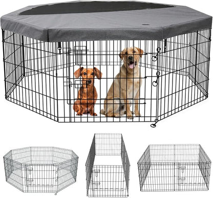 PETIME Foldable Metal Dog Exercise Pen/Pet Puppy Playpen Kennels Yard Fence by PETIME