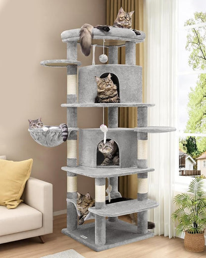 Globlazer Corner Cat Tree for Large Cats, 66inch Tall Curved Series Large Cat by Globlazer