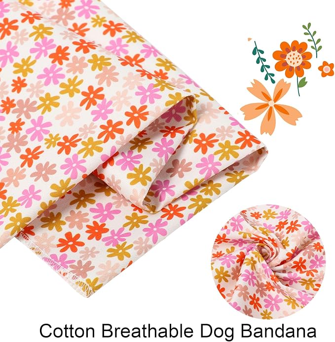 ARING PET Floral Dog Bandana, Spring Summer Daisy Flower Girl Pet Bandana Scarf - Image 2