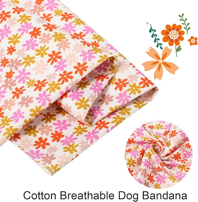 ARING PET Floral Dog Bandana, Spring Summer Daisy Flower Girl Pet Bandana Scarf - Image 2