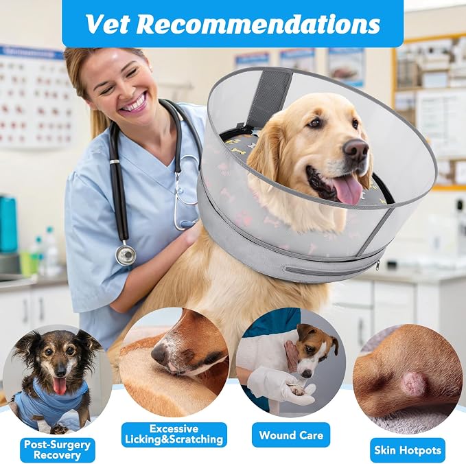 Inflatable Dog Cone with Anti-Licking Clear Shield, Protective Dog Donut Collar - Image 6