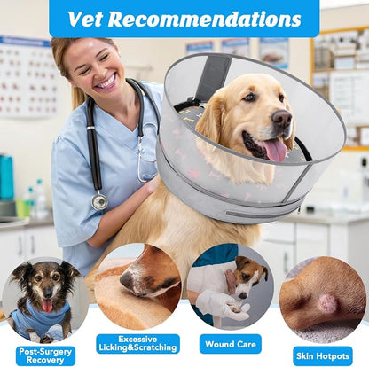 Inflatable Dog Cone with Anti-Licking Clear Shield, Protective Dog Donut Collar - Image 6