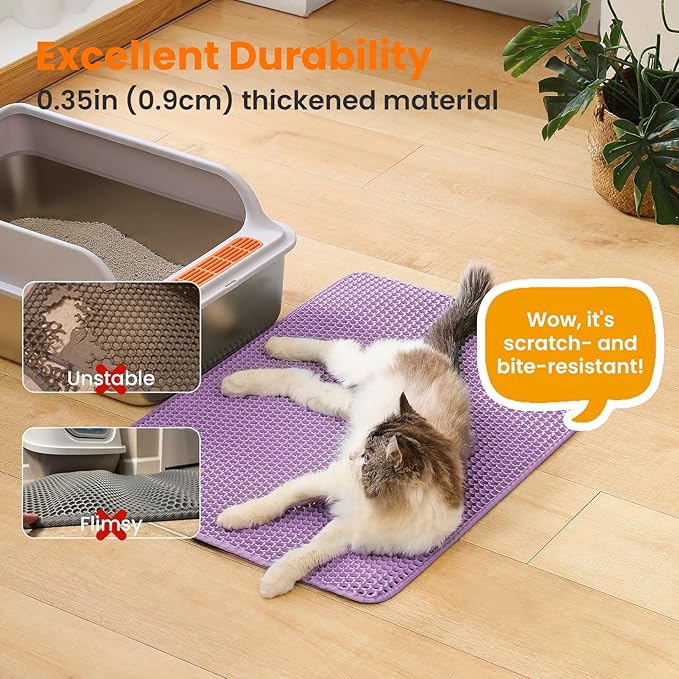 Extra Large Cat Litter Mat, 30x22 Inches Honeycomb Double Layer Cat Litter - Image 6