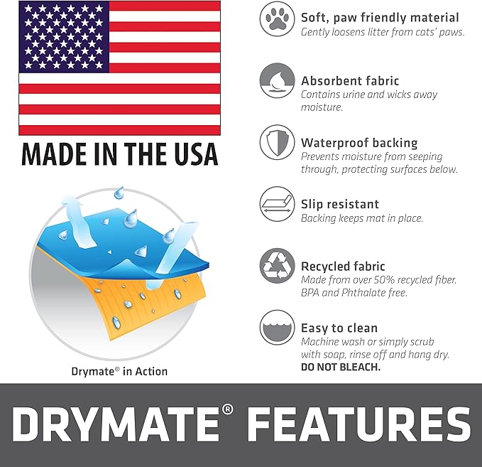 Drymate Cat Litter Box Mat, Litter Trapping Mat, Waterproof, Urine-Proof - Image 7