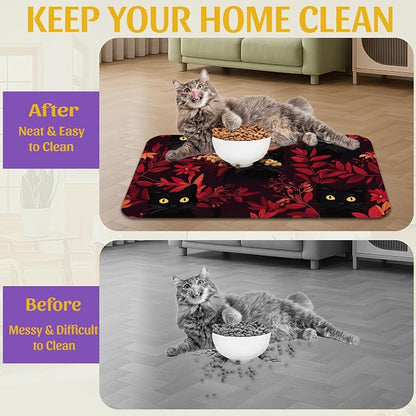Black Cat Forest Pet Feeding Mat, Fast-Dry Absorbent Dog and Cat Bowl Mat - Image 4