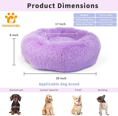 Calming Dog Bed for Medium Dogs Washable Donut 30 inches Anti-Slip Pet Bed - Image 2