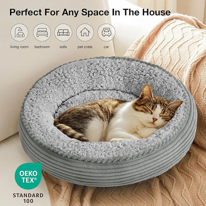 Love's cabin Round Donut Cat and Dog Cushion Bed, 20in Pet Bed - Image 5