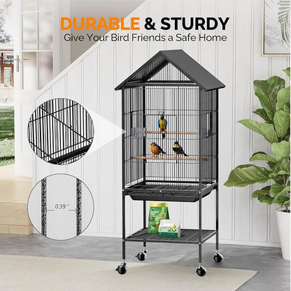 VINGLI Bird Cage with Rolling Stand - Image 7