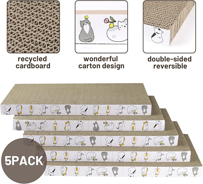 PatiencET Cat Scratcher Cardboard 5 PCS Cat Scratch Pad Reversible Scratcher - Image 3