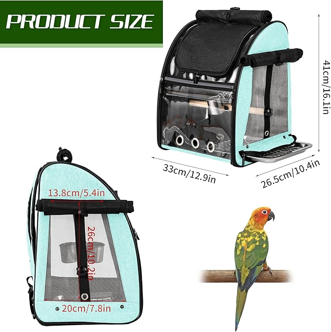 SUERTREE Bird Carrier Bag with Indestructible Stainless Steel Mesh, Bird Travel - Image 6