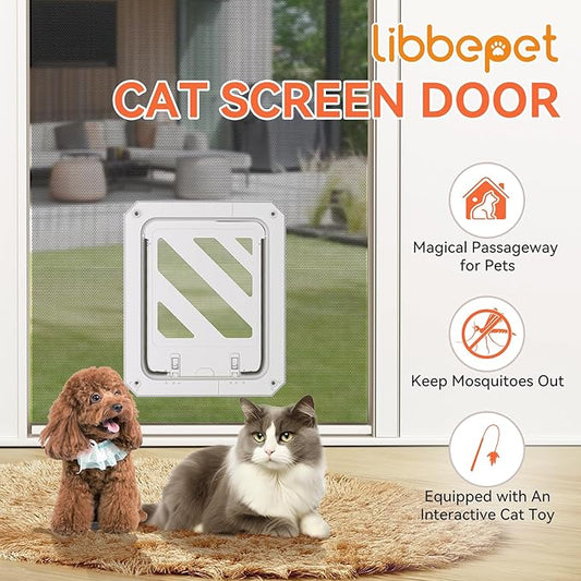 LIBBEPET Cat Door for Screen Door, Lockable Cat Screen Door for Cats & Small - Image 2