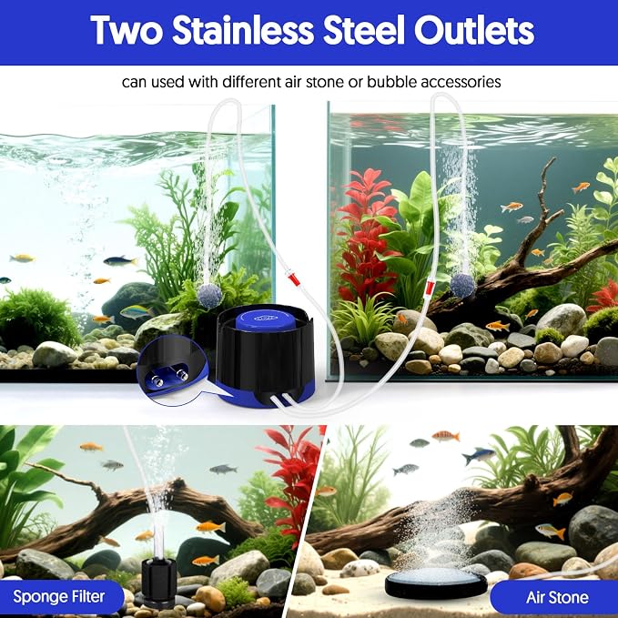QZQ Aquarium Air Pump, Quiet Fish Tank Air Pump - Image 5