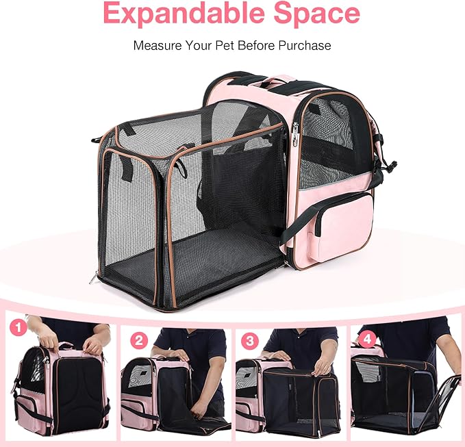 Lekebobor Large Cat Backpack Carrier Expandable Foldable Pet Carrier Backpack - Image 4