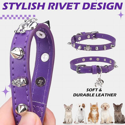 EXPAWLORER Leather Cat Collar for Girl Boy- Adjustable Pet Collar - Image 4